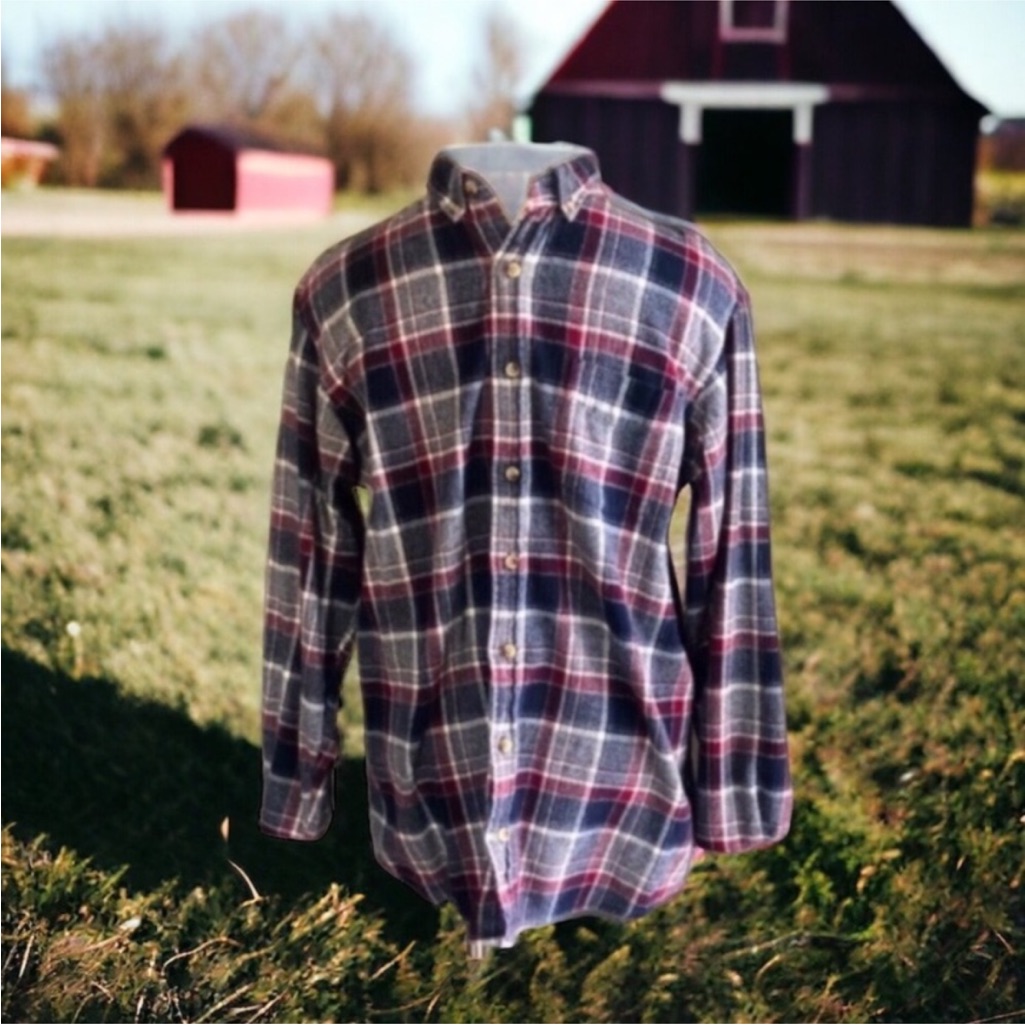 Red Head Brand Co Blue And Maroon Plaid Button Up